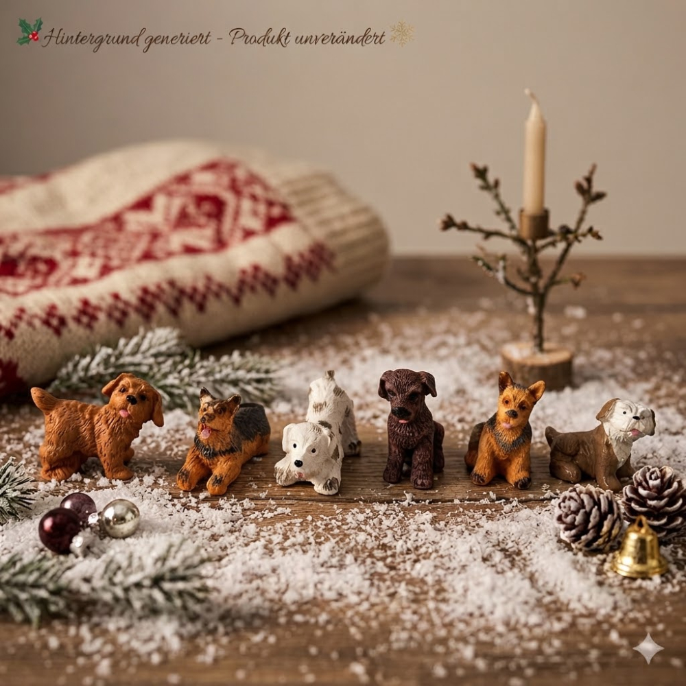Bezauberndes Set Hunde 6tlg. - Krippenfiguren ca. 3 cm